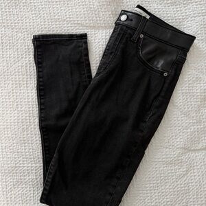 Abercrombie & Fitch Black High Rise Skinny Jeans With Leather Detail